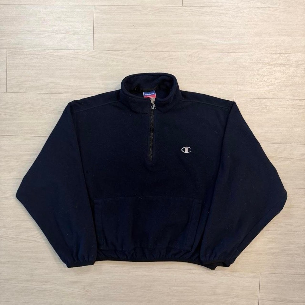 2000's Champion Fleece Half Zip Cropped Jacket Womens Size Large